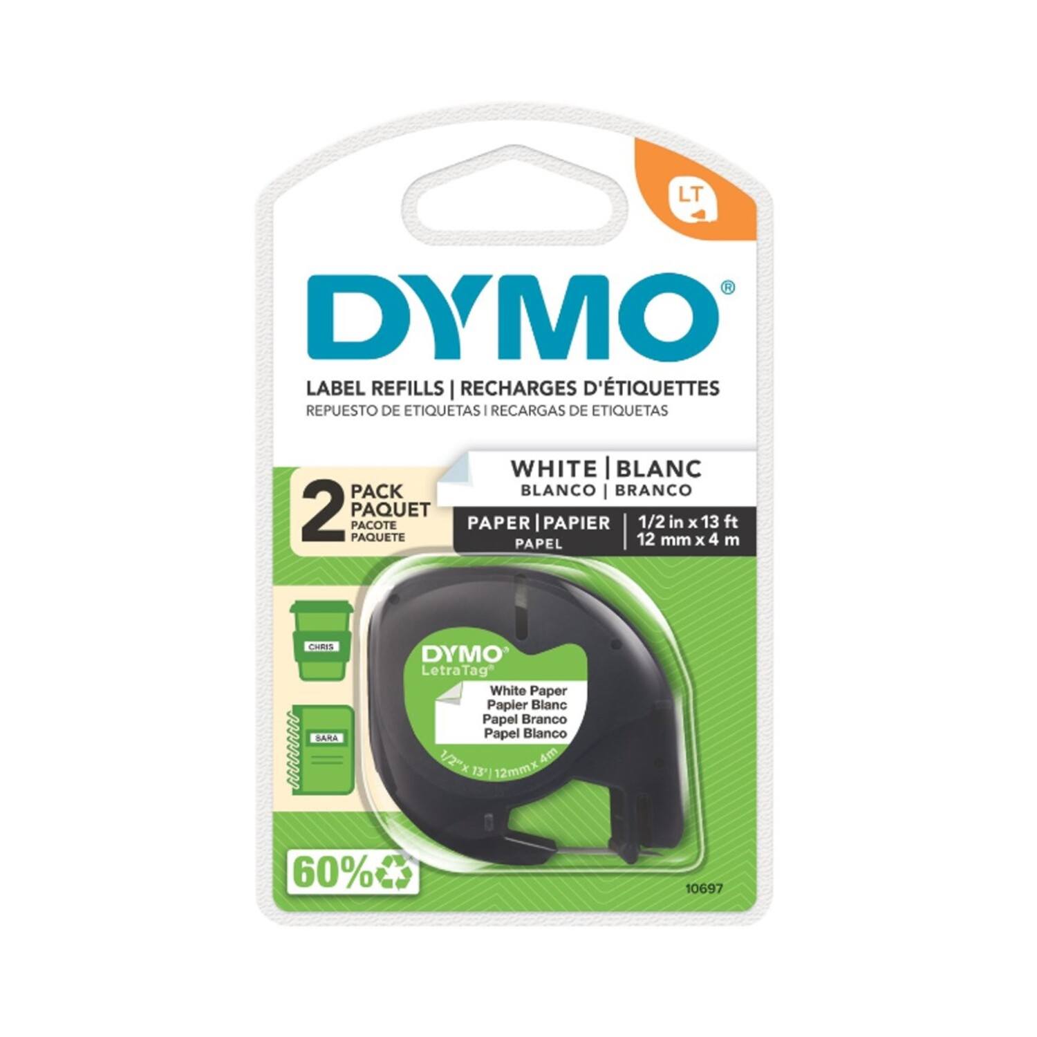 Cinta Dymo Letratag en papel blister x 2 unidades