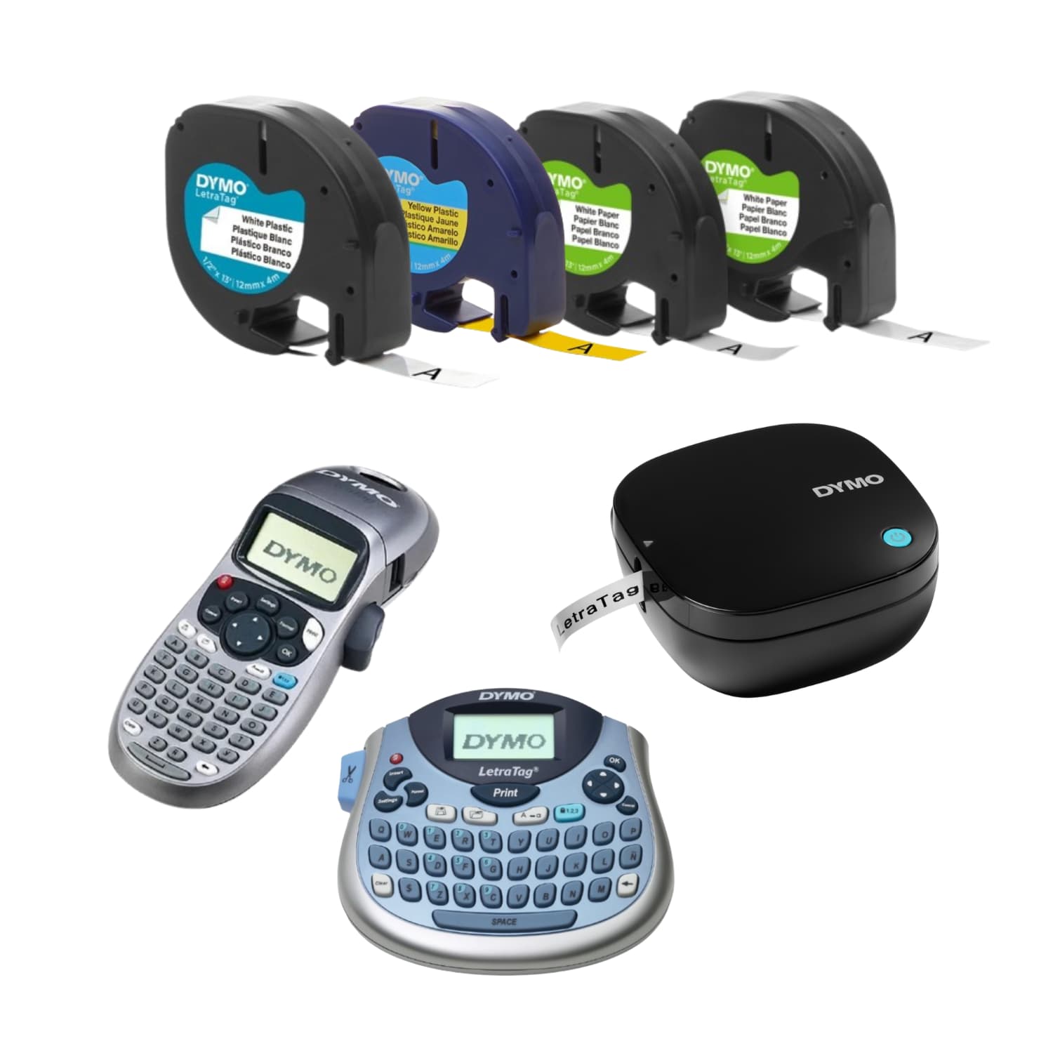 Cinta Dymo Letratag en plástico color transparente