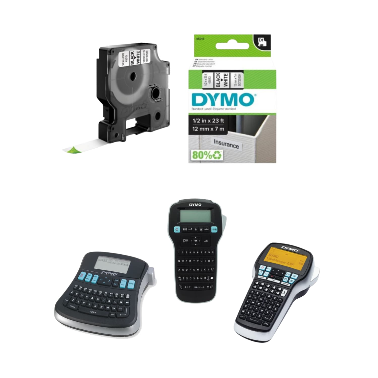 Cinta Dymo D1 en plástico de 19 mm